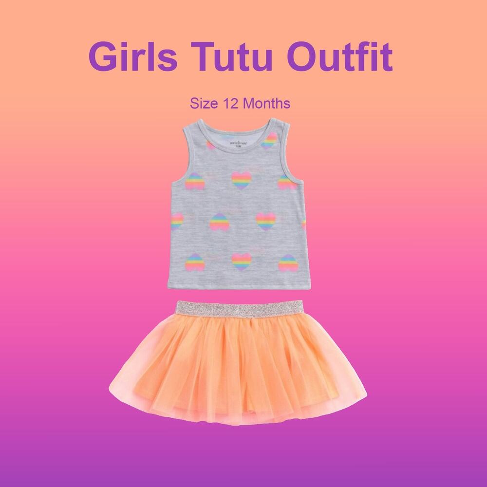 New Rainbow Hearts Toddler girls tutu outfit size 12 months